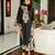 Black satin rayon kaftan set with dupatta