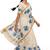 chiku -blue color flower digital printed linen cotton blend sarees