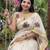 chiku -maroon color flower digital printed linen cotton blend sarees