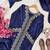 Navy blue mos satin kurti palazzo set with dupatta