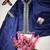 Navy blue mos satin kurti palazzo set with dupatta
