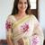chiku -purple color flower digital printed linen cotton blend sarees