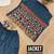 Denim palazzo set with embroidered koti & printed shirt