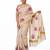 chiku -purple color flower digital printed linen cotton blend sarees
