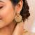 Gold plated cz chandbali earrings with green beads for women | bridal ethnic jewelry
