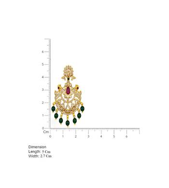 Gold plated cz chandbali earrings with green beads for women | bridal ethnic jewelry 3