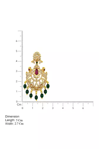 Gold plated cz chandbali earrings with green beads for women | bridal ethnic jewelry