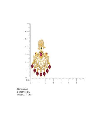 Gold plated cz chandbali earrings with ruby beads for women | bridal ethnic jewelry 4