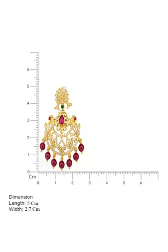 Gold plated cz chandbali earrings with ruby beads for women | bridal ethnic jewelry