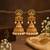 Gold plated kemp jhumka earrings with pearls | south indian temple jewelry for women