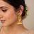 Gold plated kemp jhumka earrings with pearls | south indian temple jewelry for women