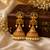 Gold plated kemp jhumka earrings with pearls | south indian temple jewelry for women