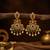 Gold plated cz chandbali earrings with pearls | south indian temple jewelry for women