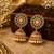 Gold plated kemp floral jhumka earrings with pearls | south indian temple jewelry