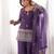 purple crunchy silk blend kurta plazo set - embroidered v-neck salwar suit set