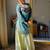 Luxury olive green satin silk kurta ghaghra set - organza dupatta salwar suit
