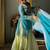Luxury olive green satin silk kurta ghaghra set - organza dupatta salwar suit