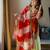 rust satin silk blend kurta ghaghra set - organza dupatta salwar suit