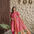 pink french crepe printed kurta pant set - silk blend dupatta salwar suit