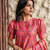 pink french crepe printed kurta pant set - silk blend dupatta salwar suit