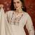 women's embroidered cotton blend kurta pant with dupatta set | cream ethnic suit set