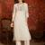 women's embroidered cotton blend kurta pant with dupatta set | cream ethnic suit set