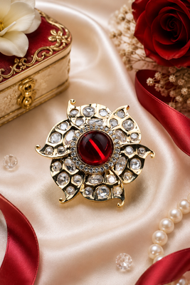 Regal red bloom american diamond adjustable ring 1