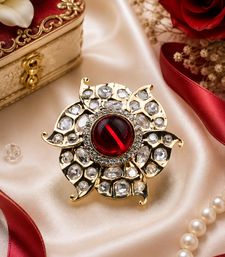 Regal red bloom american diamond adjustable ring
