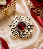 Regal red bloom american diamond adjustable ring