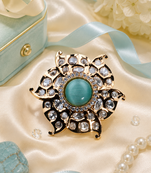Celadon glow luxury gold finish cocktail adjustable ring