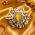 Golden glow gold finish american diamond adjustable ring
