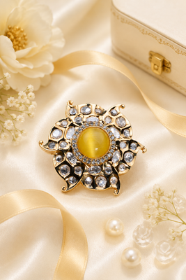 Golden glow gold finish american diamond adjustable ring 3