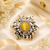 Golden glow gold finish american diamond adjustable ring