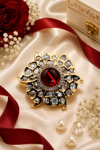 Regal red bloom american diamond adjustable ring