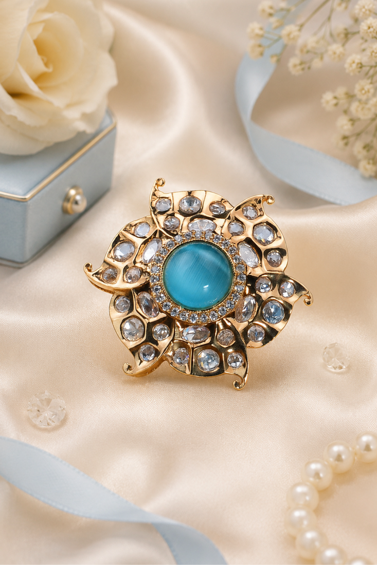 Ocean Aura Luxury American Diamond Adjustable Ring