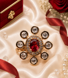 Ruby Glow Gold Finish Adjustable Ring