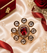 Ruby Glow Gold Finish Adjustable Ring