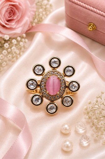 Blush glow gold finish adjustable ring