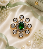 Emerald glow gold finish adjustable ring