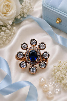 Sapphire glow gold finish adjustable ring 1