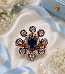 Sapphire glow gold finish adjustable ring