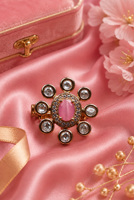 Blush glow gold finish adjustable ring 2