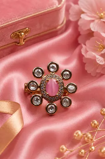 Blush glow gold finish adjustable ring