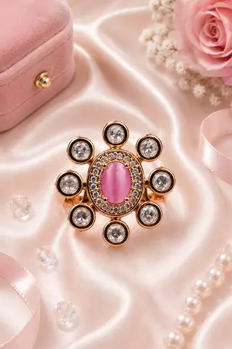 Blush glow gold finish adjustable ring