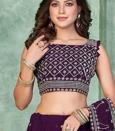 Purple Sequins Embroidered Georgette A Line Bridal Lehenga Choli with Dupatta