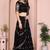 Black Sequins Embroidered Georgette A Line Bridal Lehenga Choli with Dupatta