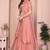Peach Sequins Embroidered Georgette A Line Lehenga Choli with Dupatta