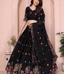 Black Sequins Embroidered Georgette A Line Lehenga Choli with Dupatta