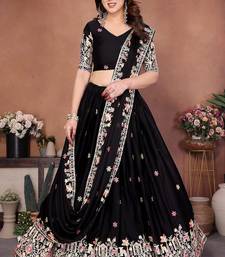 Black Sequins Embroidered Georgette A Line Lehenga Choli with Dupatta