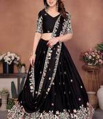 Black Sequins Embroidered Georgette A Line Lehenga Choli with Dupatta